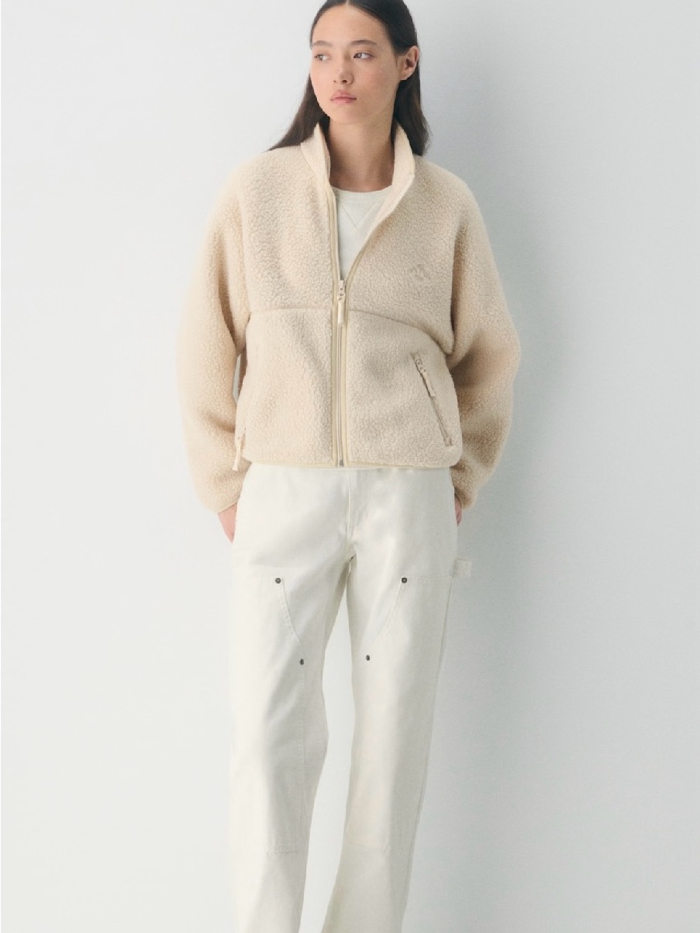Aritzia TNA Polartec Thermal Pro Fleece Zip-Up Mullein L - Picture 7 of 14
